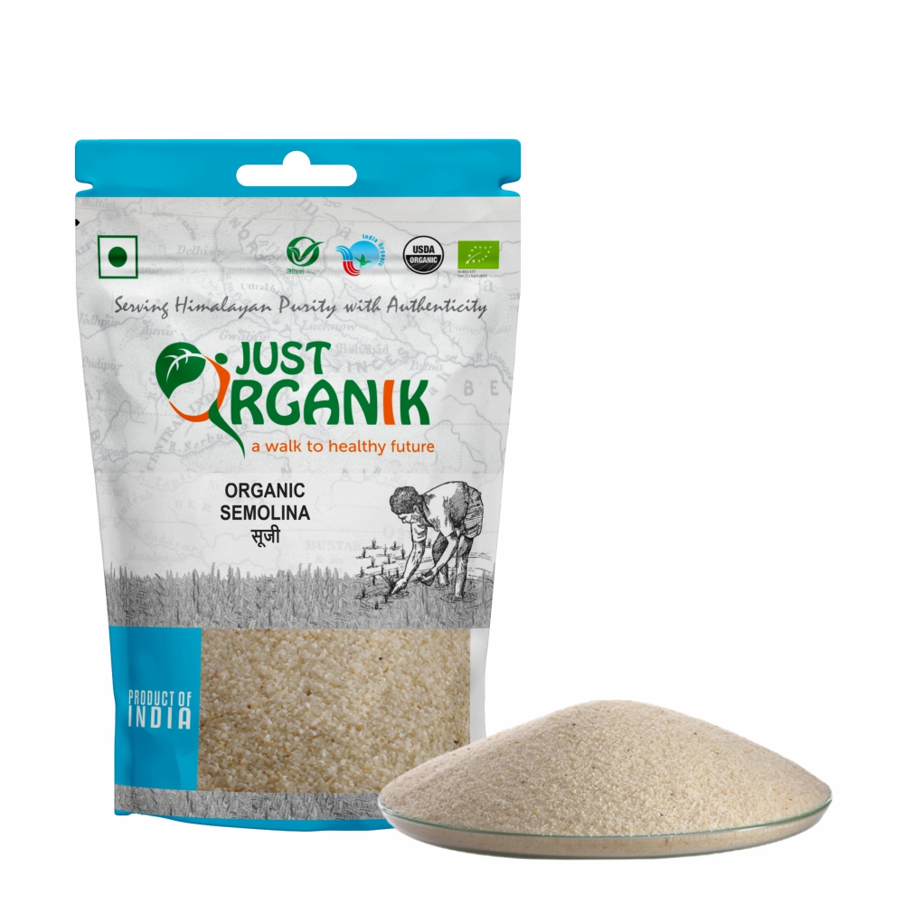 Just Organik Organic Semolina (Suji) 2kg (pack of 4, 4x500g)