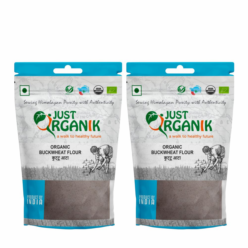 Just Organik Organic Buckwheat Flour/ Kuttu aata 1 kg (pack of 2, 2x1kg)