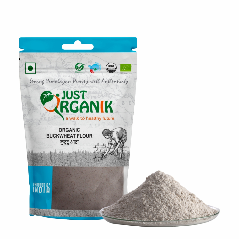Just Organik Organic Buckwheat Flour/ Kuttu aata 1 kg (pack of 2, 2x1kg)