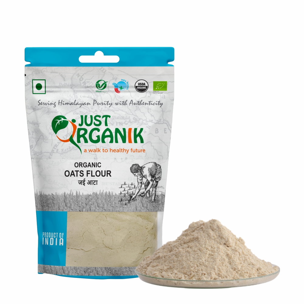 Just Organik Organic Oats Flour 1kg (pack of 2, 2x500g)