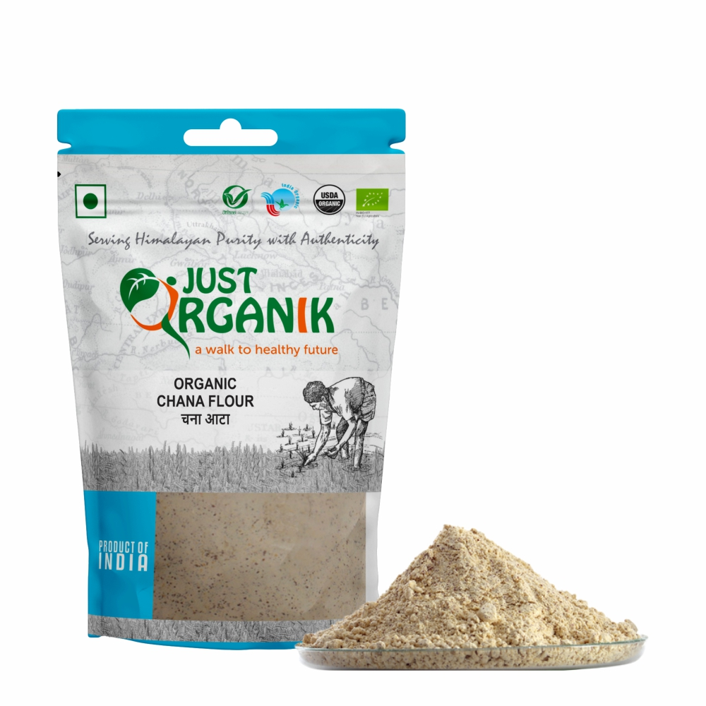 Just Organik Organic Chana Flour 1kg (pack of 2, 2x500g)