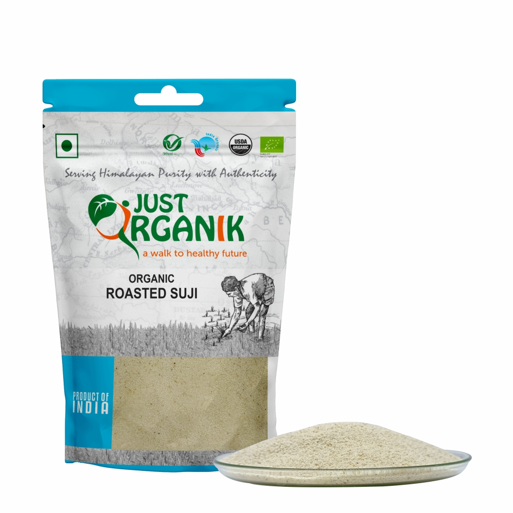 Just Organik Organic Roasted Semolina (Suji) 1.5kg(pack of 3, 3x500g)