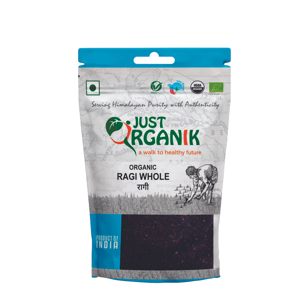Just Organik Organic Ragi Whole (Finger Millet) 2kg (pack of 4, 4x500g)