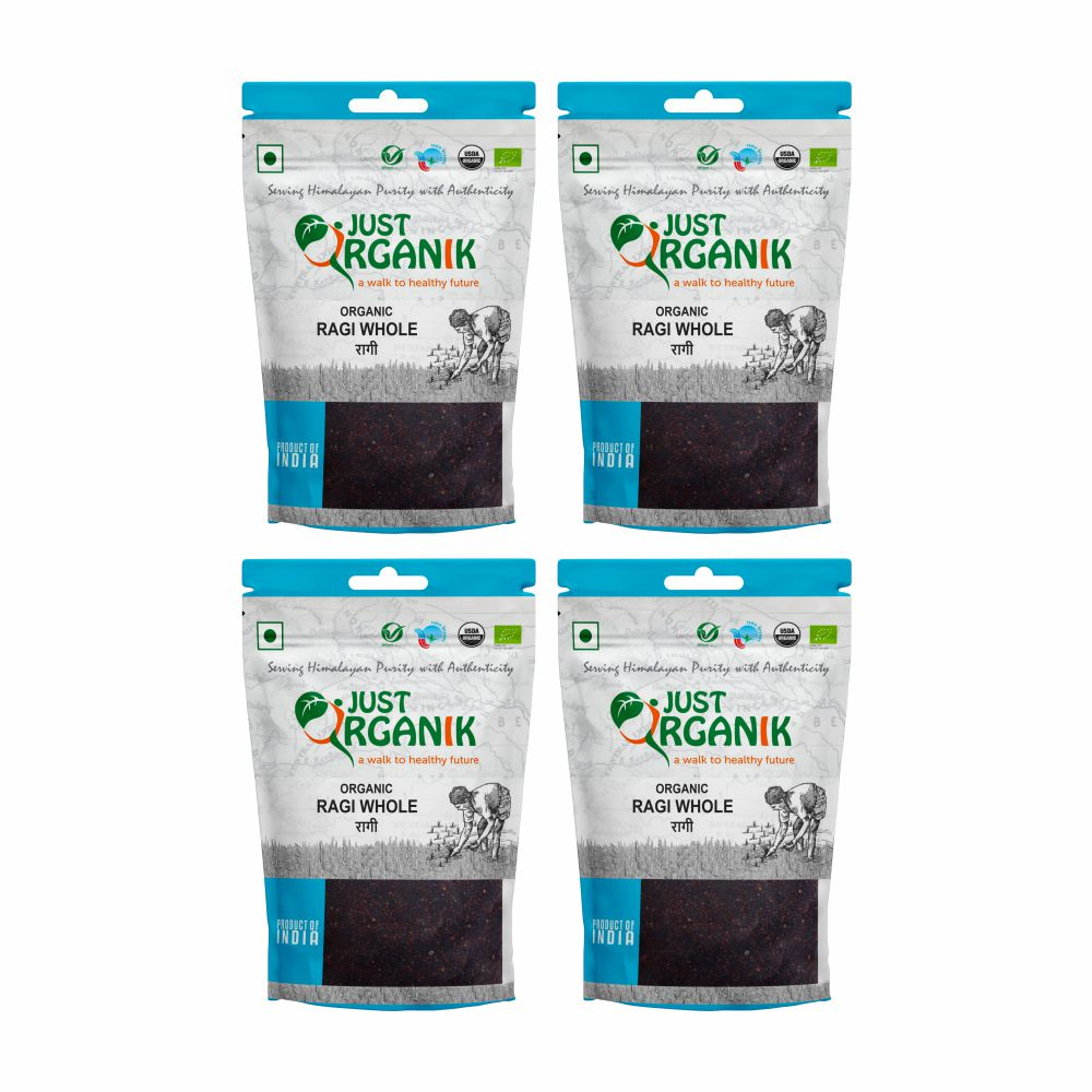 Just Organik Organic Ragi Whole (Finger Millet) 2kg (pack of 4, 4x500g)