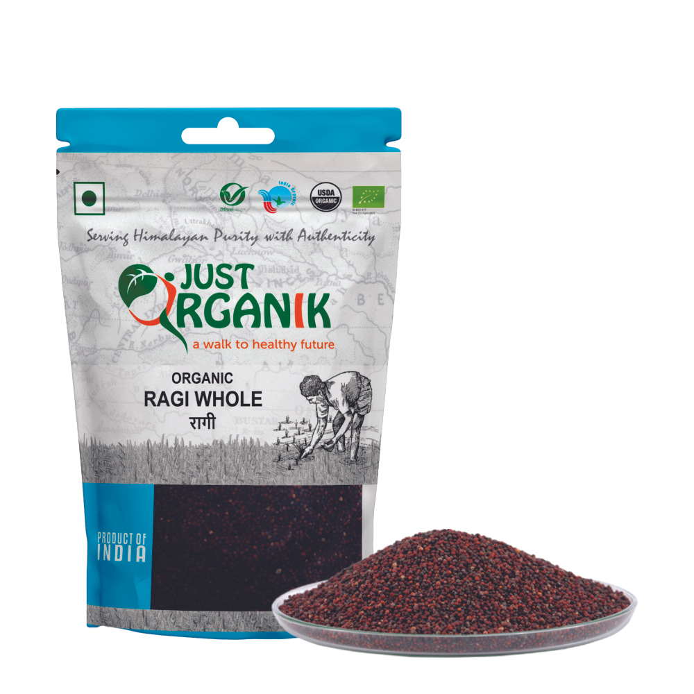 Just Organik Organic Ragi Whole (Finger Millet) 2kg (pack of 4, 4x500g)
