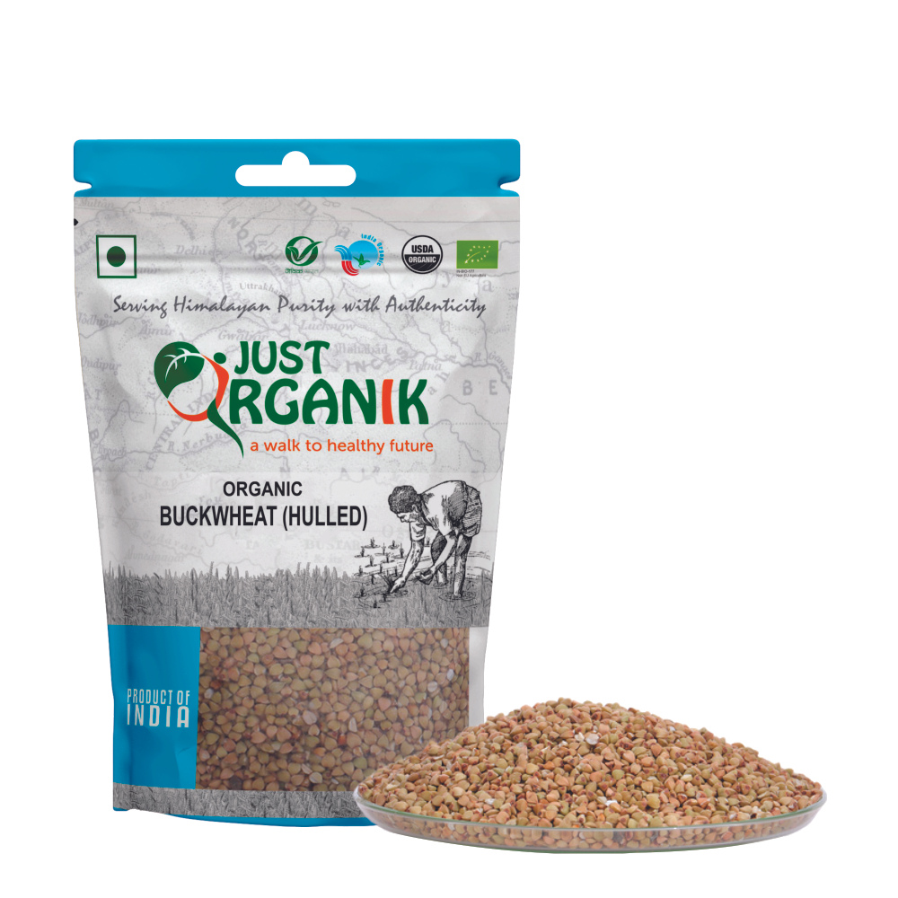 Just Organik Organic Buckwheat (Hulled)/ Kuttu Giri 1kg (pack of 2, 2x500g)