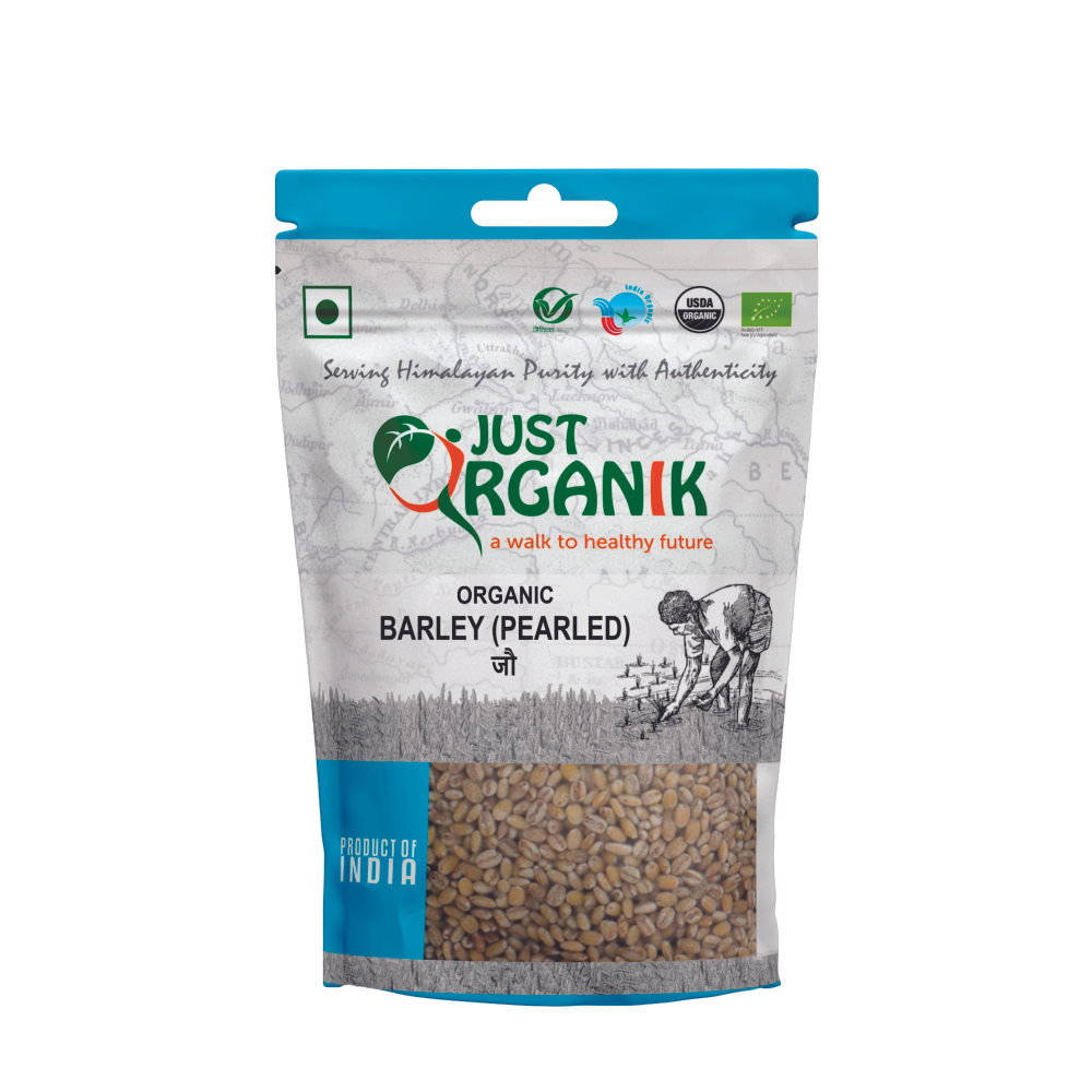 Just Organik Organic Barley (Pearled) 1kg (pack of 2, 2x500g)