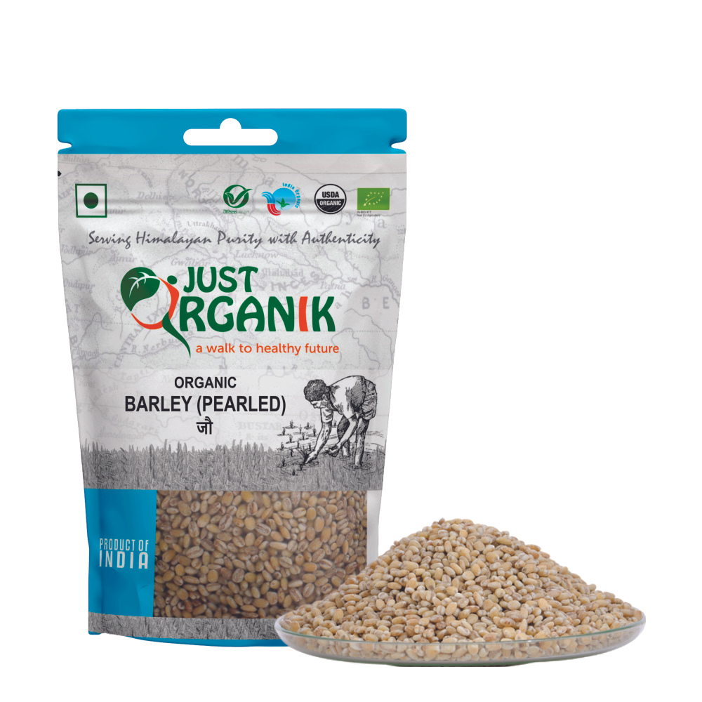 Just Organik Organic Barley (Pearled) 1kg (pack of 2, 2x500g)