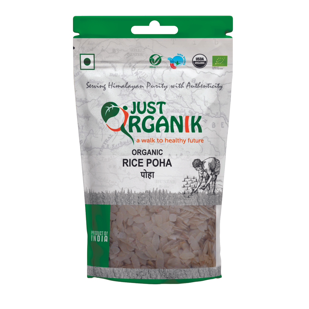 Just Organik Organic Rice Poha 1.5kg(pack of 3, 3x500g)