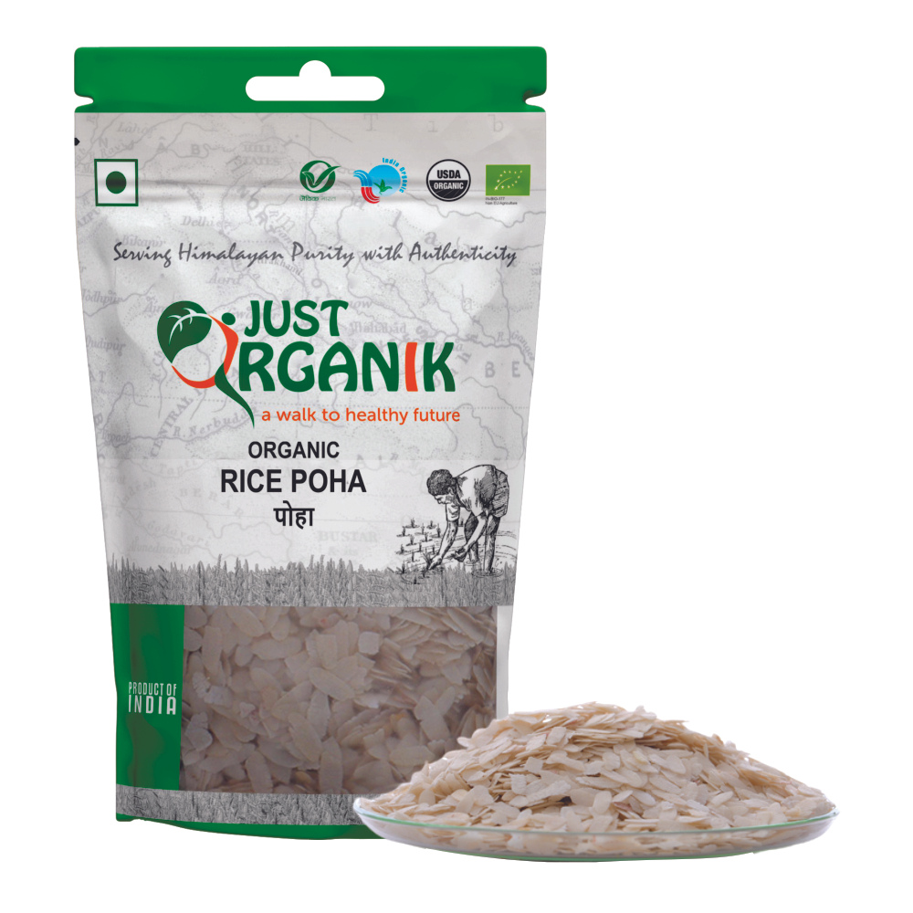 Just Organik Organic Rice Poha 1.5kg(pack of 3, 3x500g)