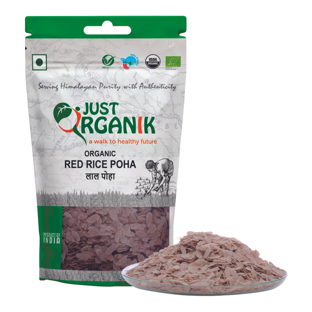 Just Organik Organic Red Rice Poha 1.5kg(pack of 3, 3x500g)