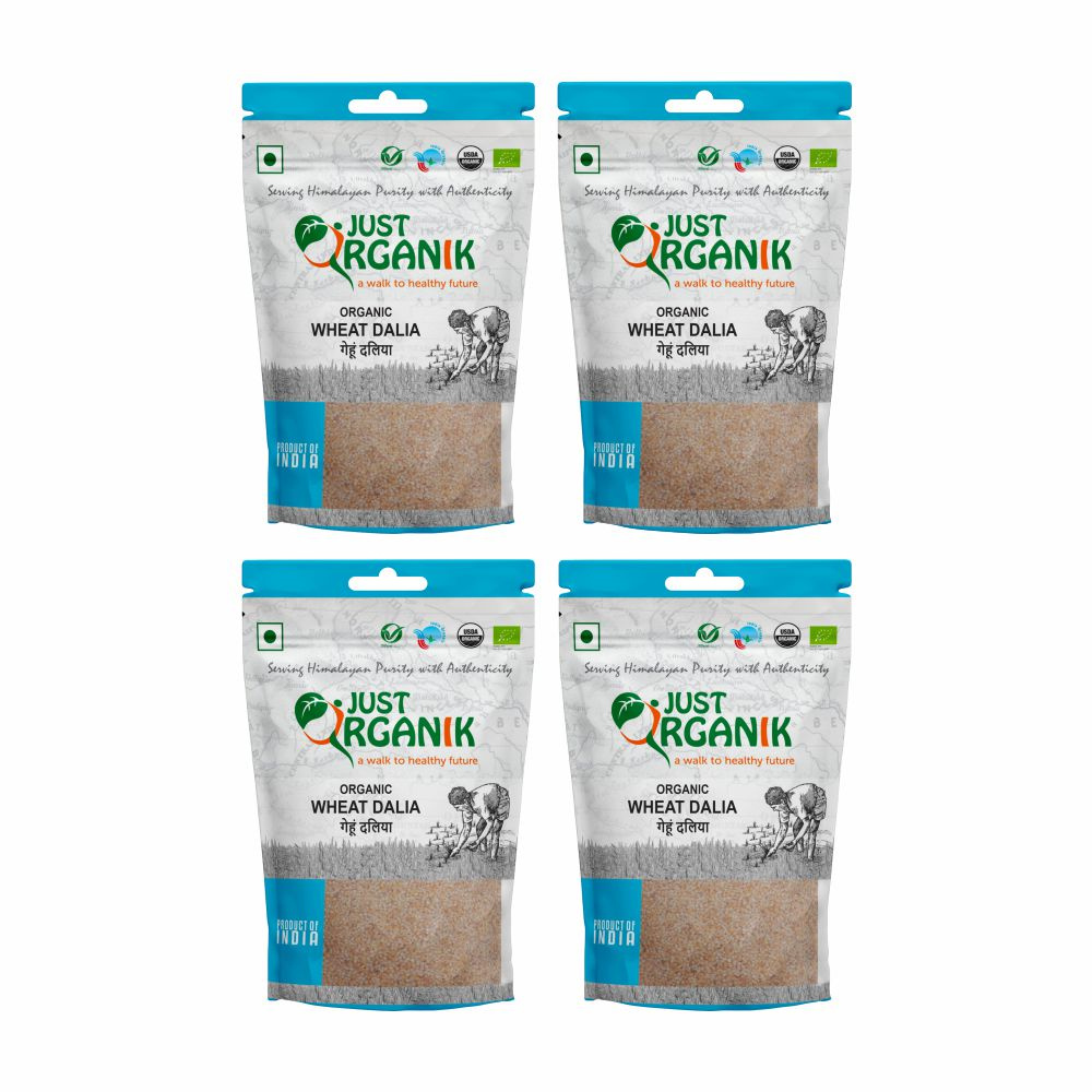 Just Organik Organic Dalia Wheat 2kg (pack of 4, 4x500g)