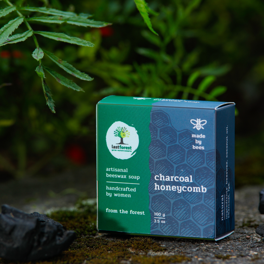 Last Forest Artisanal, Handmade Beeswax Honeycomb Soap 100gms Charcoal