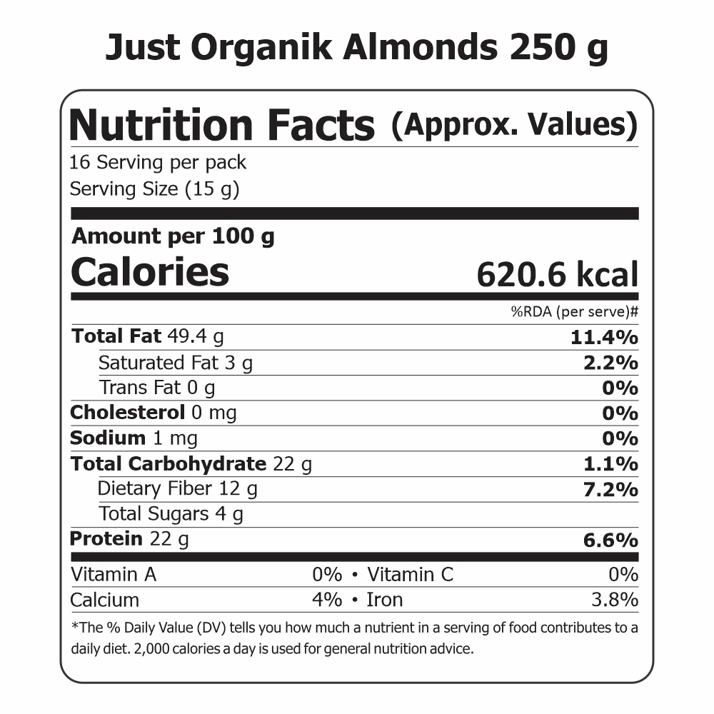 Just Organik Organic Almond 250g
