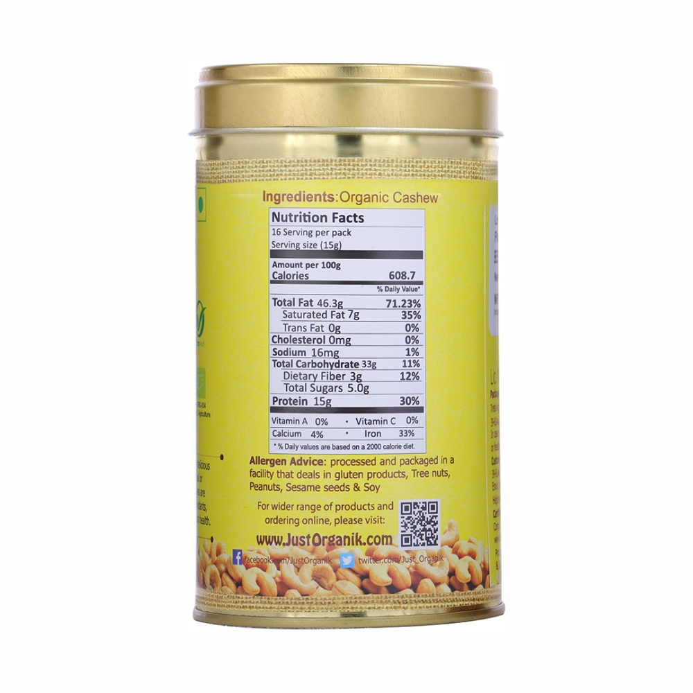 Just Organik Organic Cashew 250g