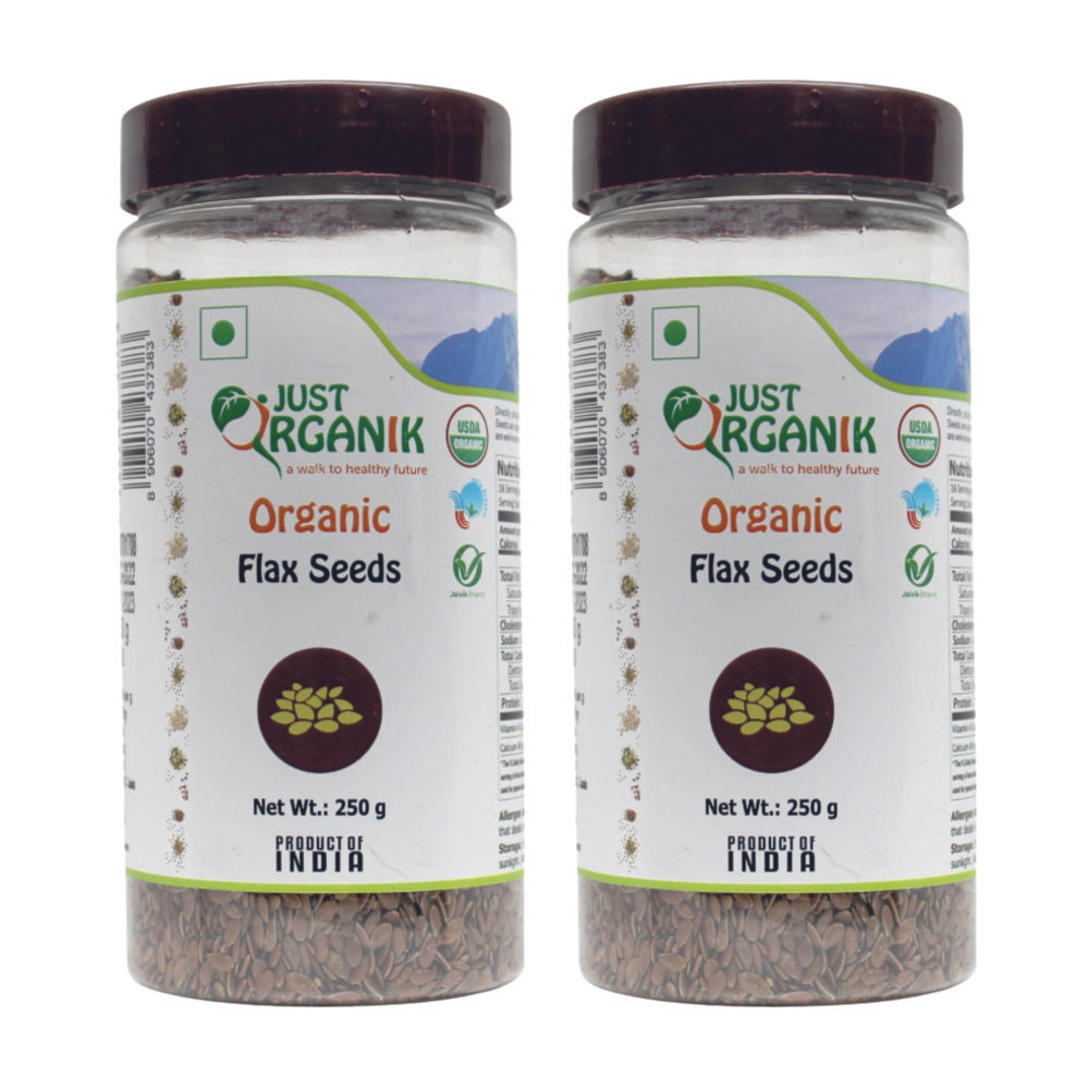 Just Organik Organic Flax Seeds 500g (Pack of 2, 2x250g)