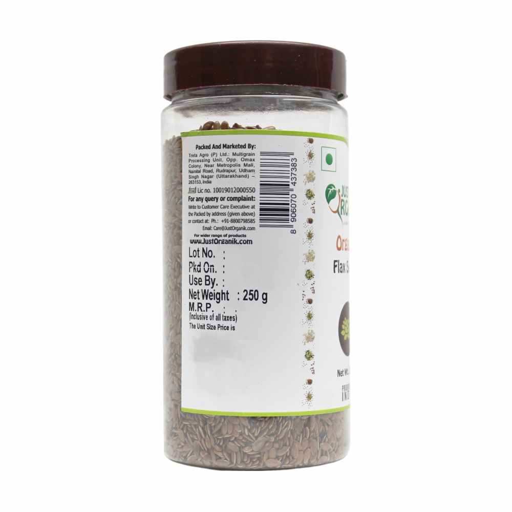 Just Organik Organic Flax Seeds 500g (Pack of 2, 2x250g)