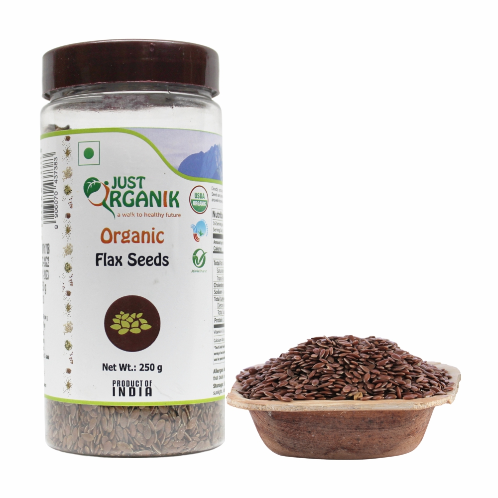 Just Organik Organic Flax Seeds 500g (Pack of 2, 2x250g)