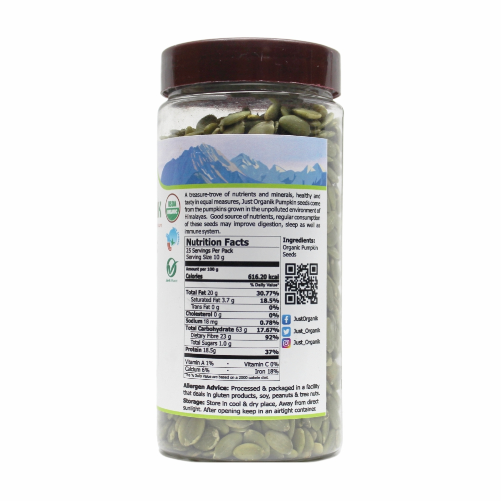 Just Organik Organic Pumpkin Seeds 250g