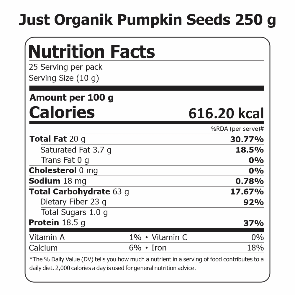 Just Organik Organic Pumpkin Seeds 250g