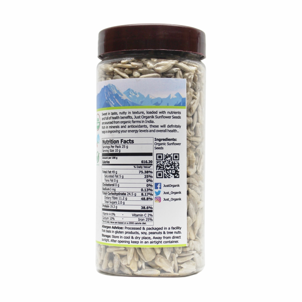 Just Organik Organic Sun Flower Seeds 250g