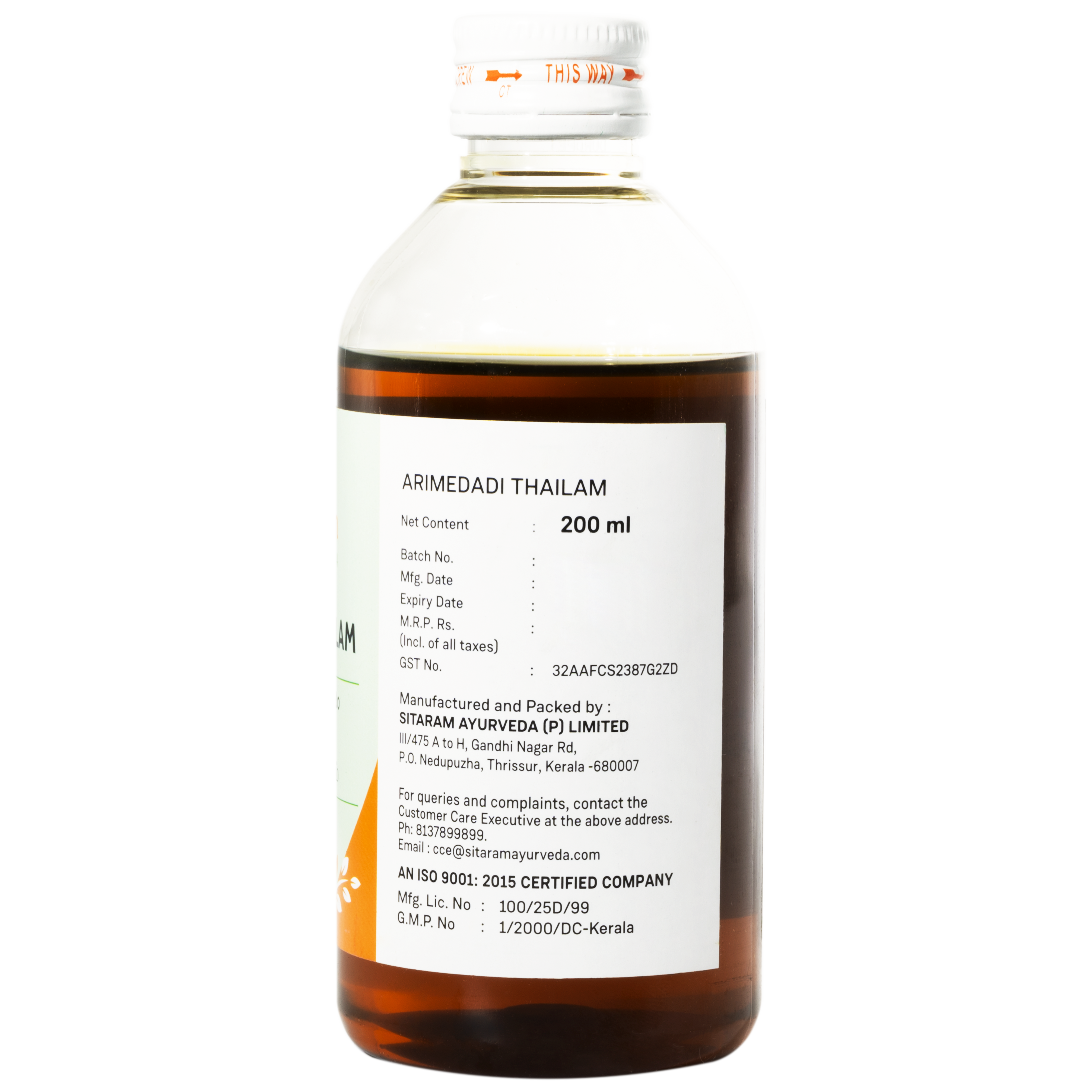 Sitaram Ayurveda Arimedadi Thailam 200 Ml - Pack of 3 (Prescription Medication)