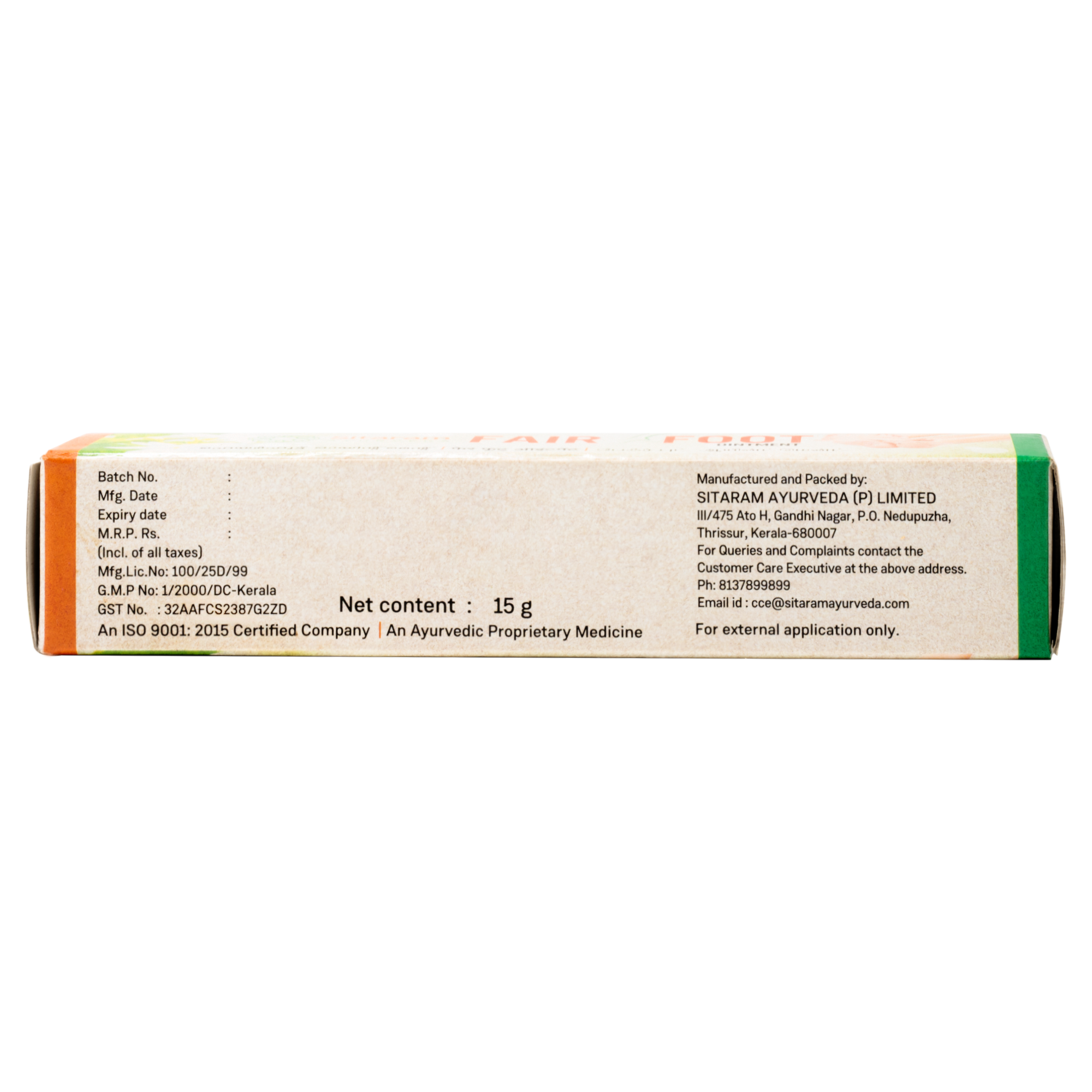Sitaram Ayurveda Fair Foot Ointment 15Gm - Pack  of 4 (Prescription Medication)