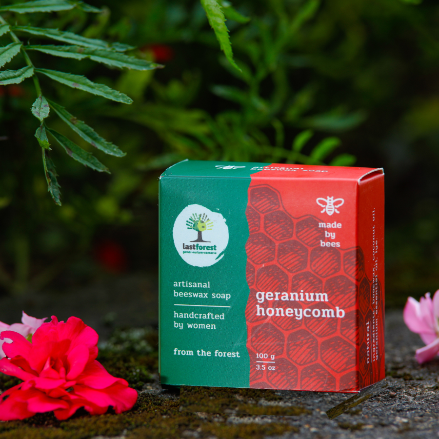 Last Forest Artisanal, Handmade Beeswax Honeycomb Soap 100gms Geranium