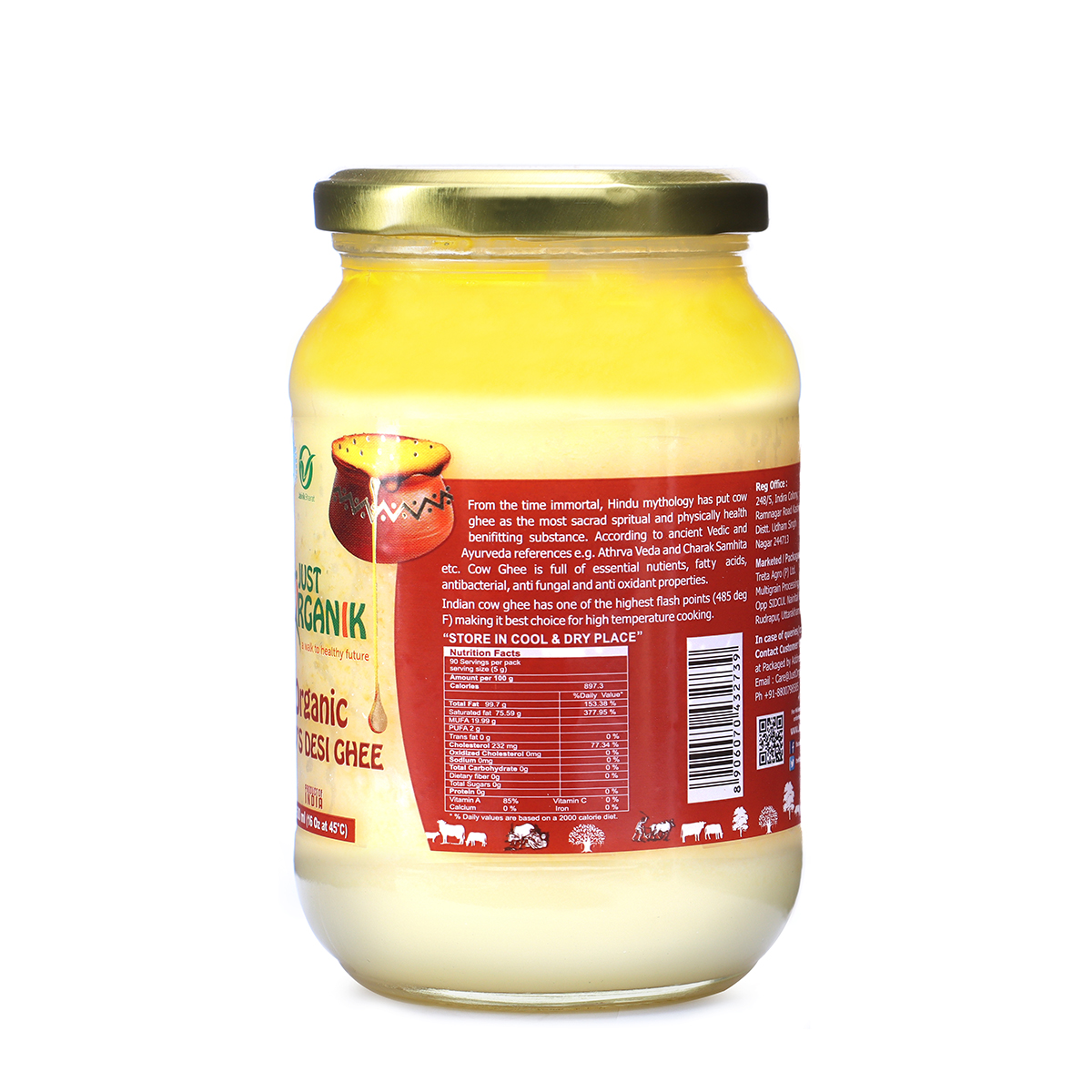 Just Organik Organic Cow Desi Ghee/ Tuppa 500ml