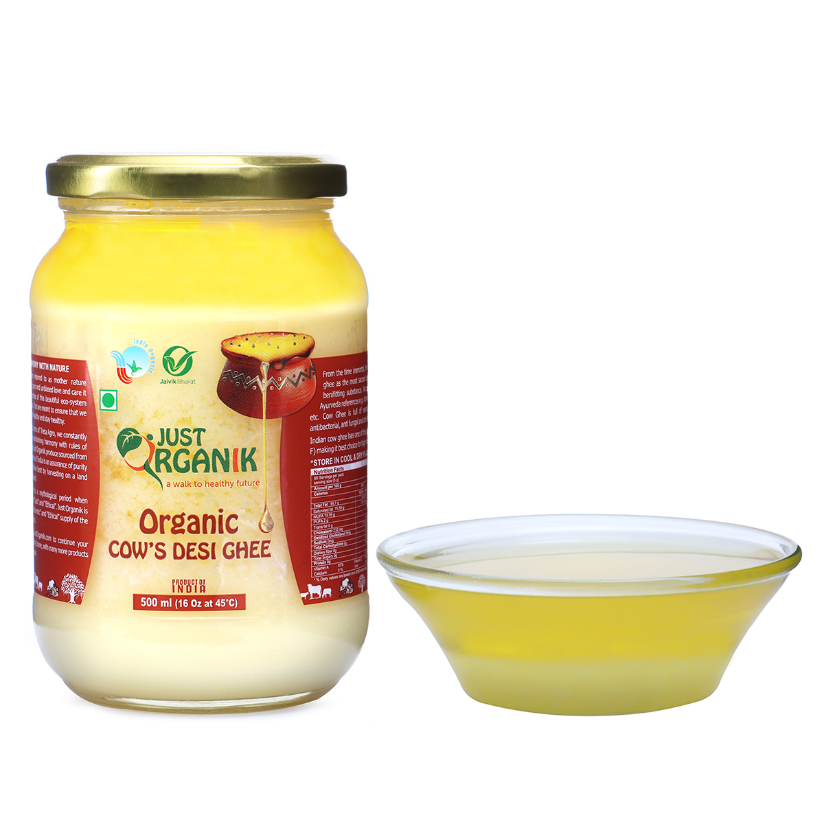 Just Organik Organic Cow Desi Ghee/ Tuppa 500ml