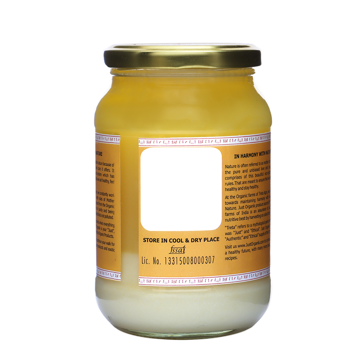 Just Organik Organic Cow Desi Ghee (A2) 500ml