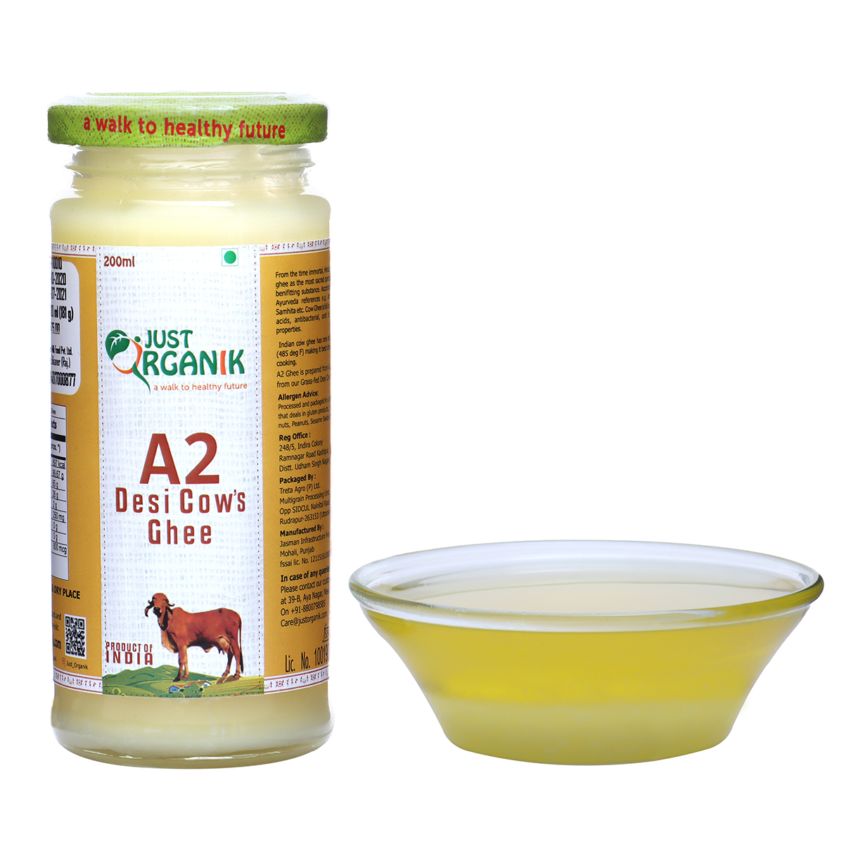 Just Organik Organic Cow Desi Ghee (A2) 200ml