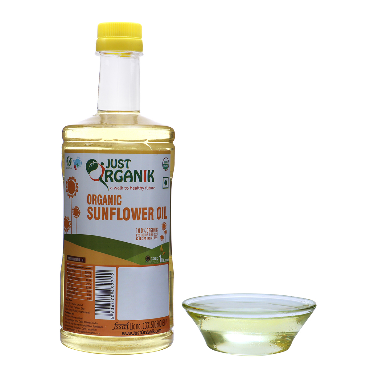 Just Organik Organic Sunflower Oil 1L