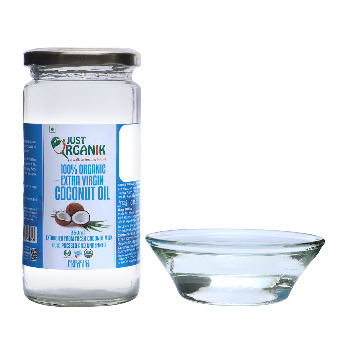 Just Organik Organic Extra Virgin Coconut Oil 350ml
