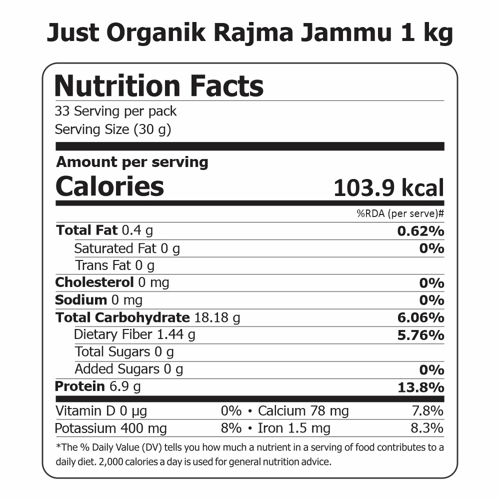 Just Organik Organic Rajma Jammu 1kg