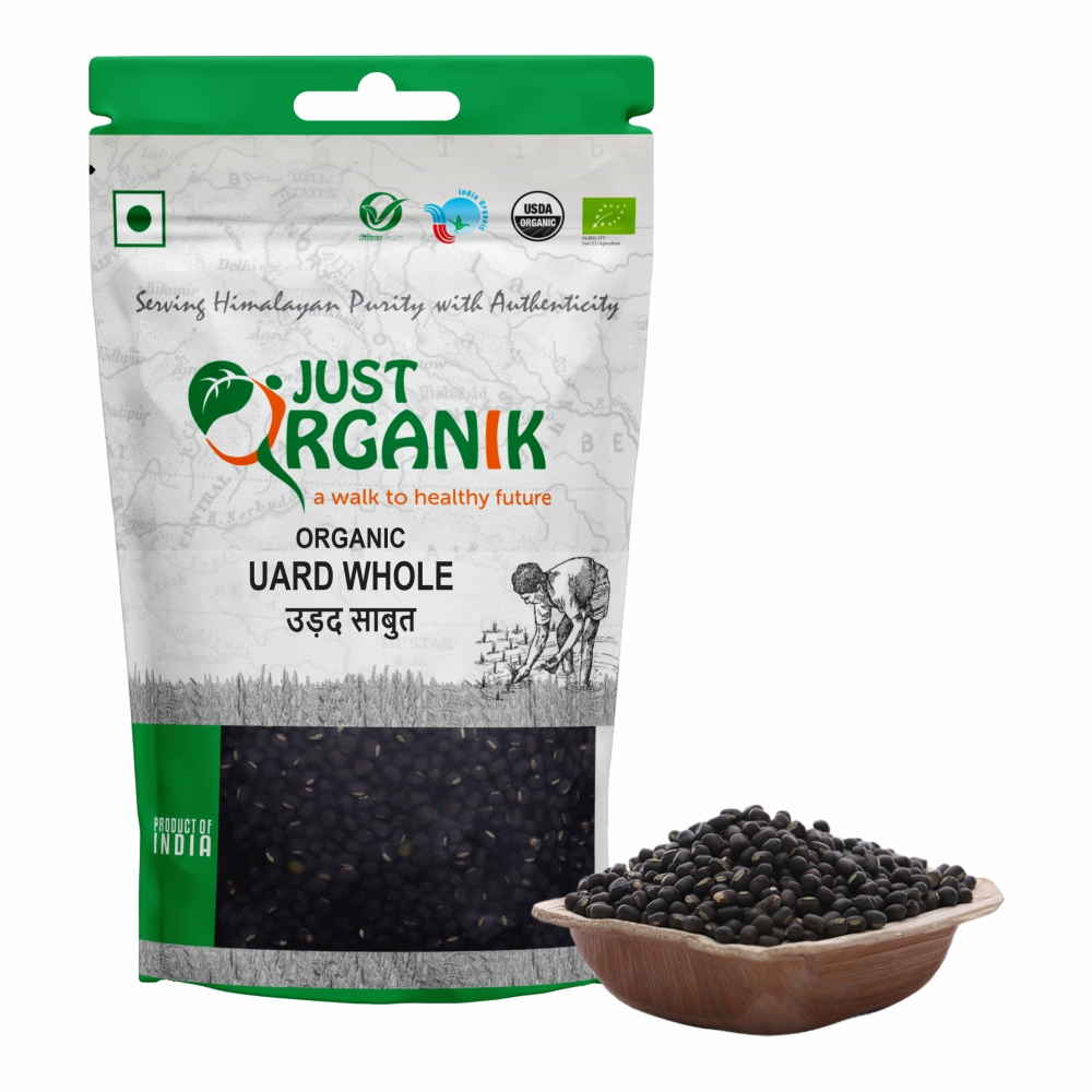 Just Organik Organic Urad Whole (Black Gram) 1 kg