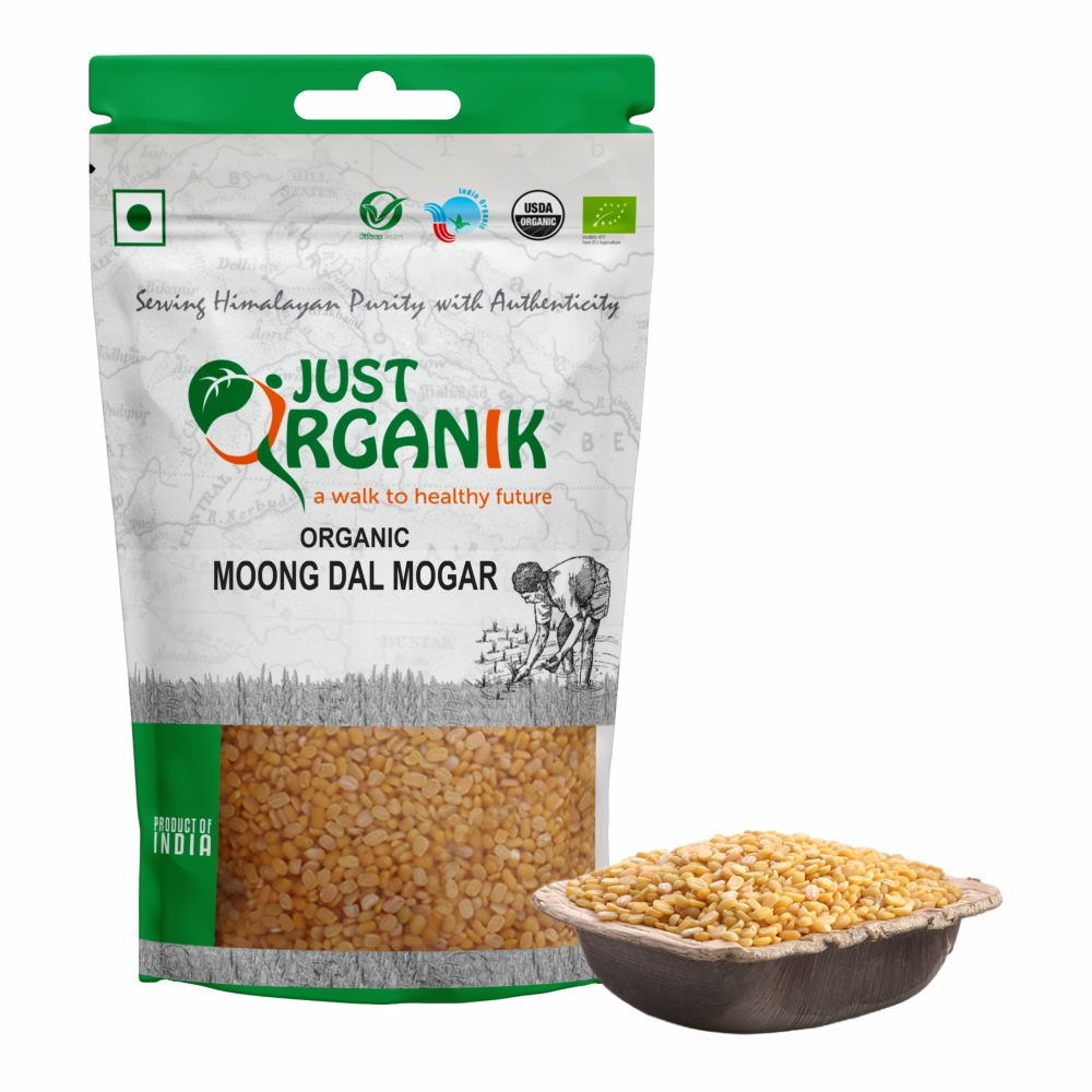 Just Organik Organic Moong Dal Mogar (Green Gram - Split and Skinned) 1kg