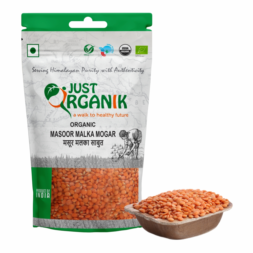 Just Organik Organic Masoor Malka Mogar/(Red lentils Whole) 1kg