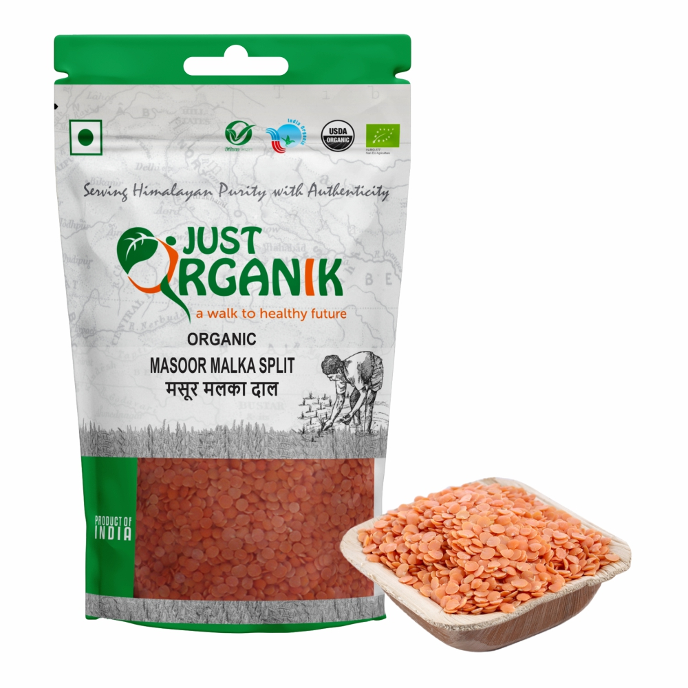 Just Organik Organic Masoor Malka Split (Red lentils Split) 1kg