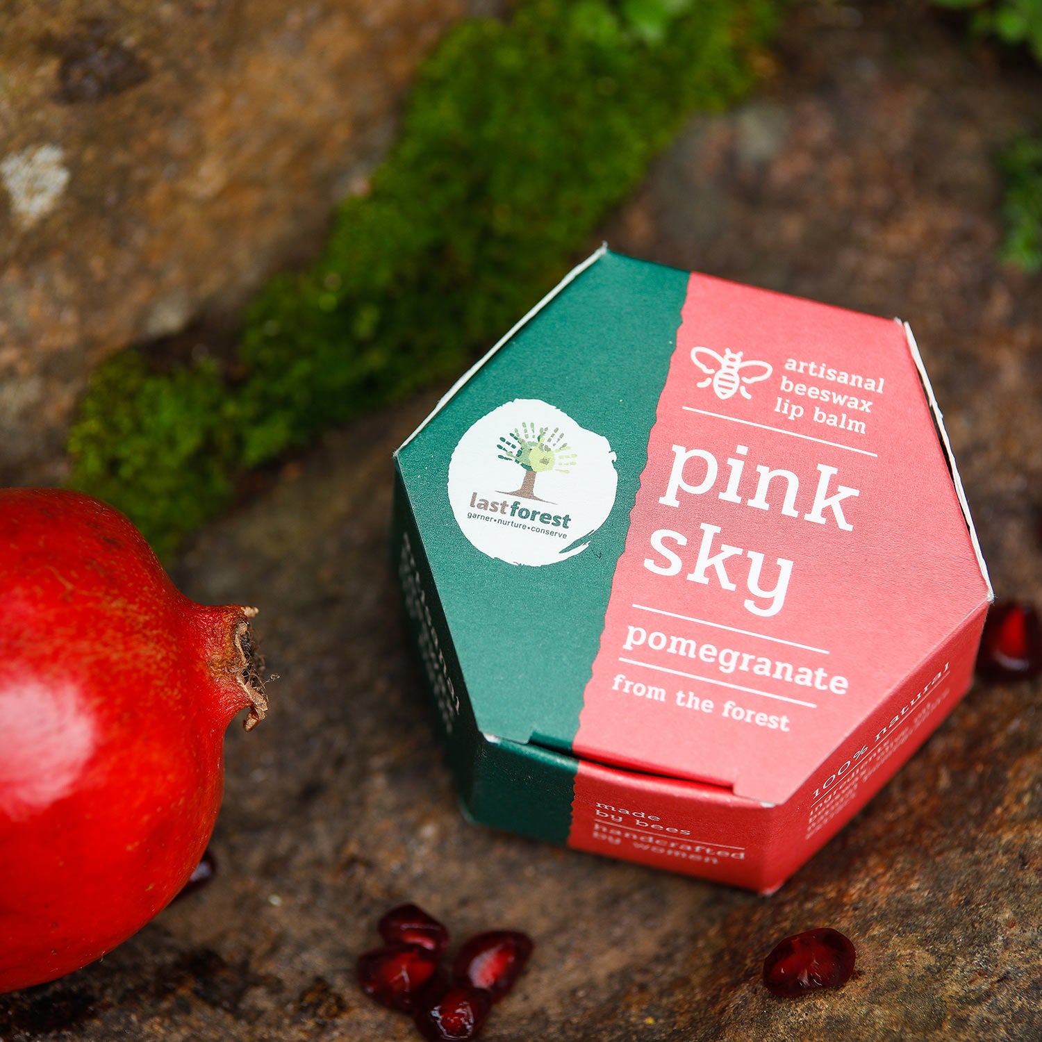 Last Forest Artisanal, Handmade Beeswax Lip Balm Pomegranate