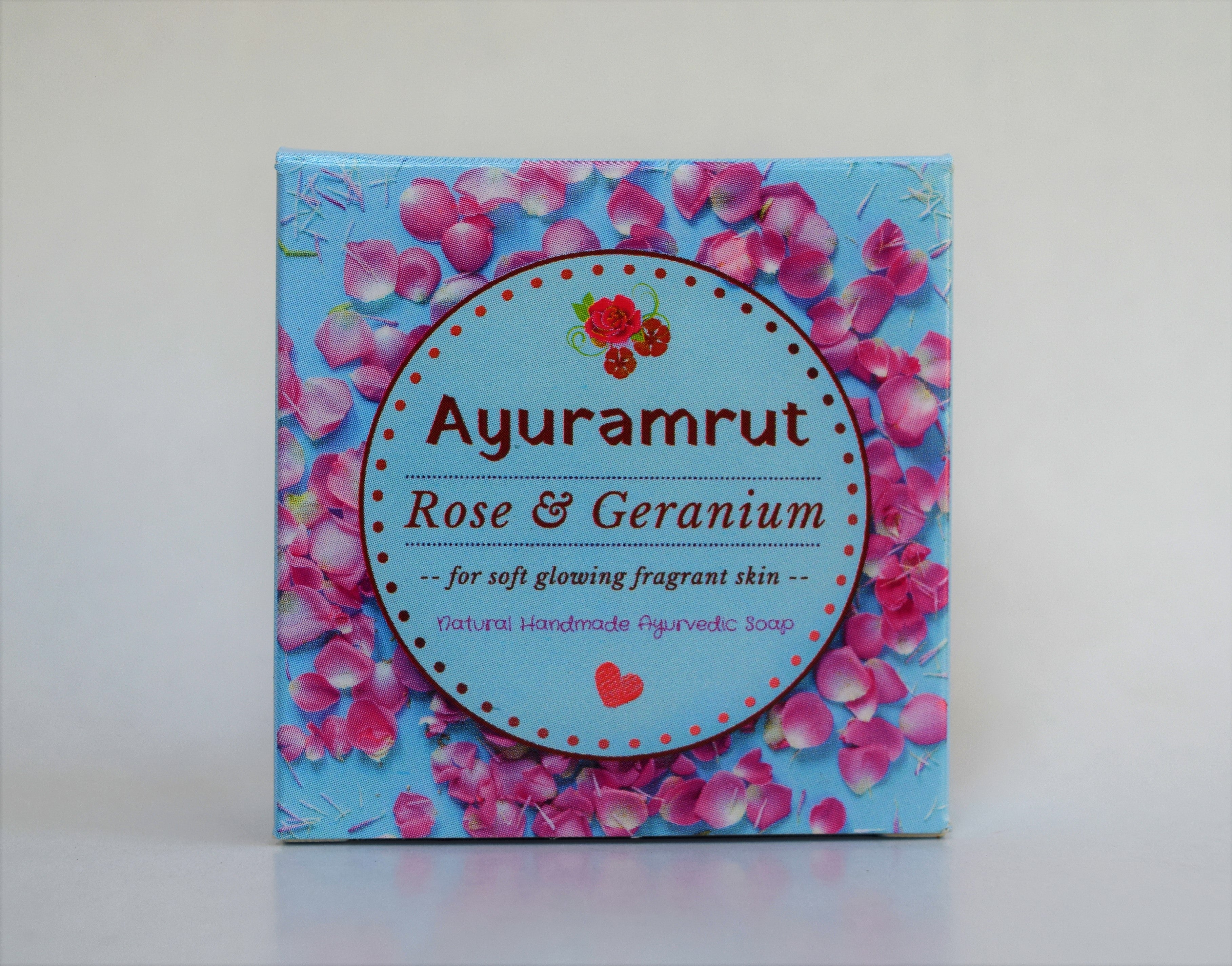 Ayuramrut Rose and Geranium Natural Handmade Ayurvedic Soap (Pack of 4)