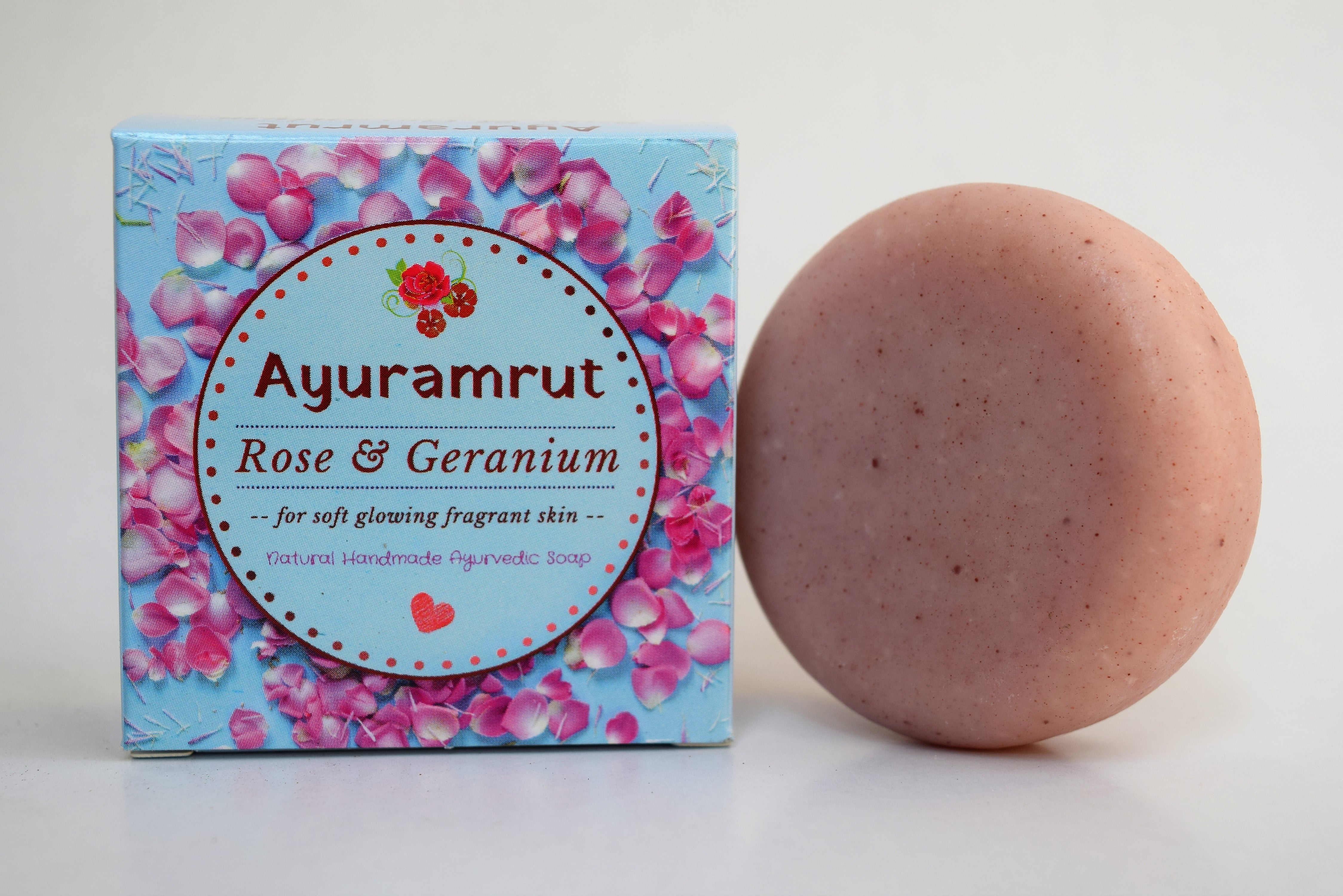 Ayuramrut Rose and Geranium Natural Handmade Ayurvedic Soap (Pack of 4)