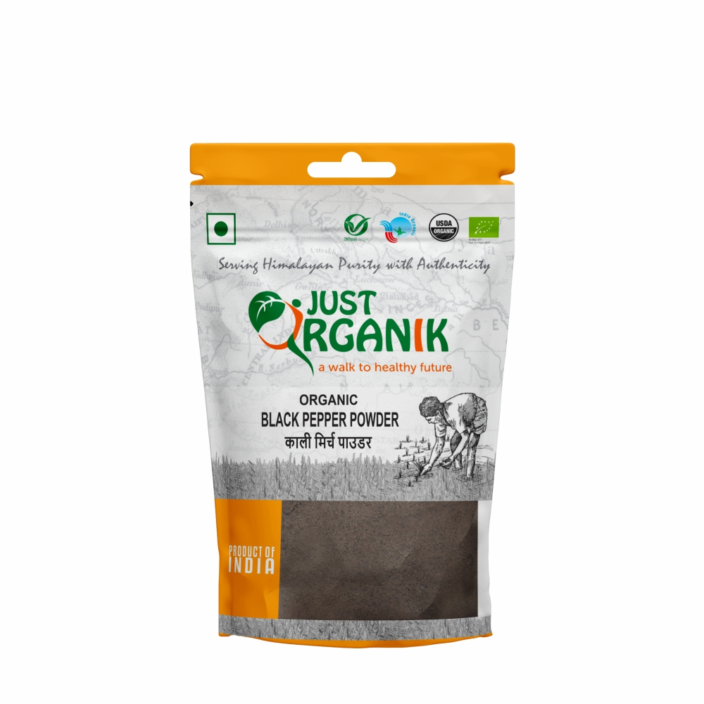 Just Organik Organic Black Pepper Powder 100g(pack of 2, 2x50g)