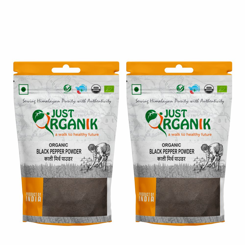Just Organik Organic Black Pepper Powder 100g(pack of 2, 2x50g)