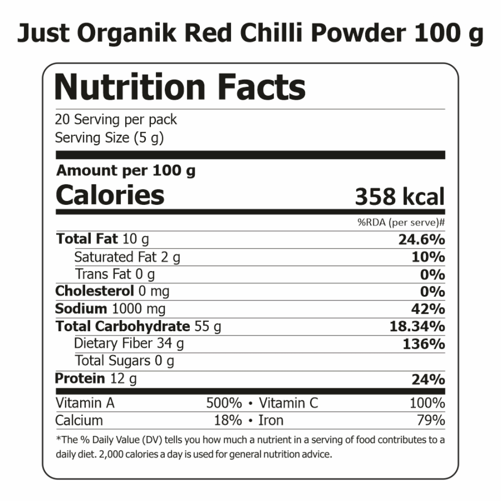 Just Organik Organic Red Chilli Powder Regular 500g