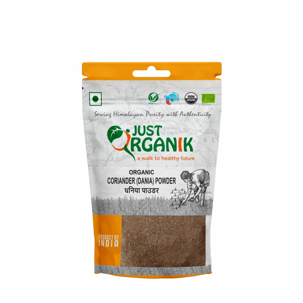 Just Organik Organic Coriander (Dhania) Powder 300g (pack of 3, 3x100g)
