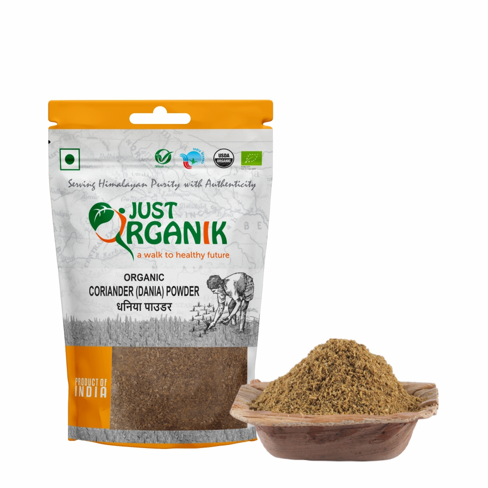 Just Organik Organic Coriander (Dhania) Powder 300g (pack of 3, 3x100g)