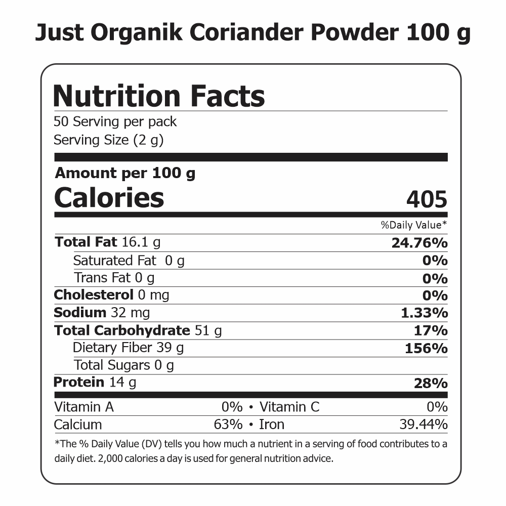 Just Organik Organic Coriander (Dhania) Powder 300g (pack of 3, 3x100g)