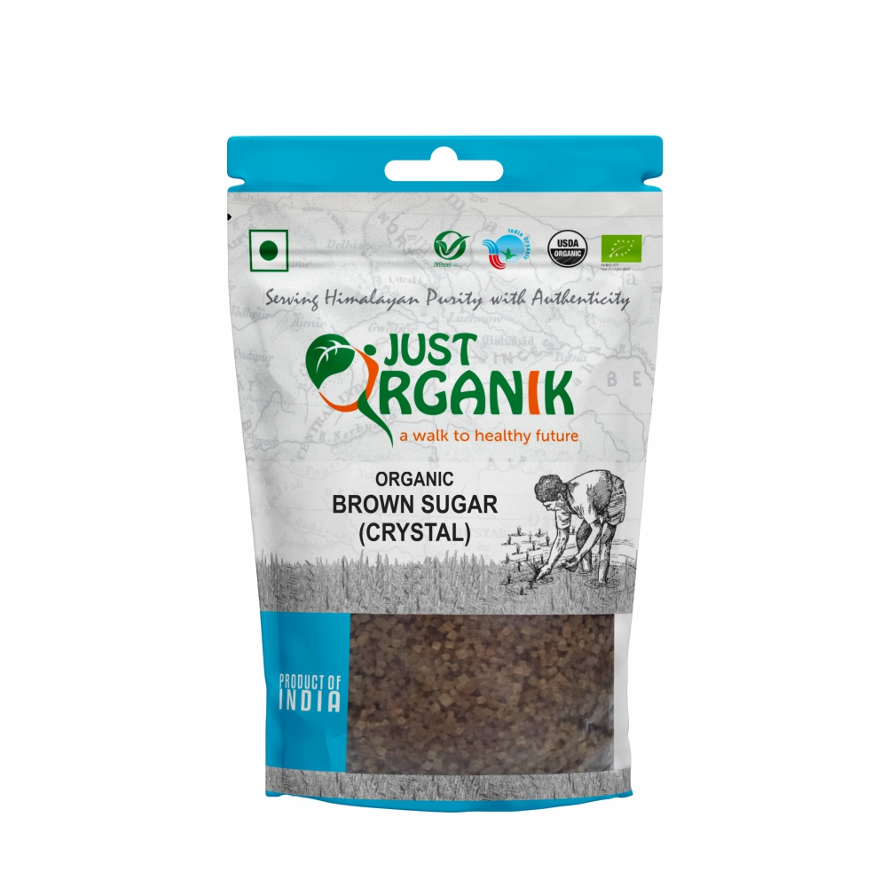 Just Organik Organic Sugar Brown Raw(Crystal) 1.5kg(pack of 3, 3x500g)