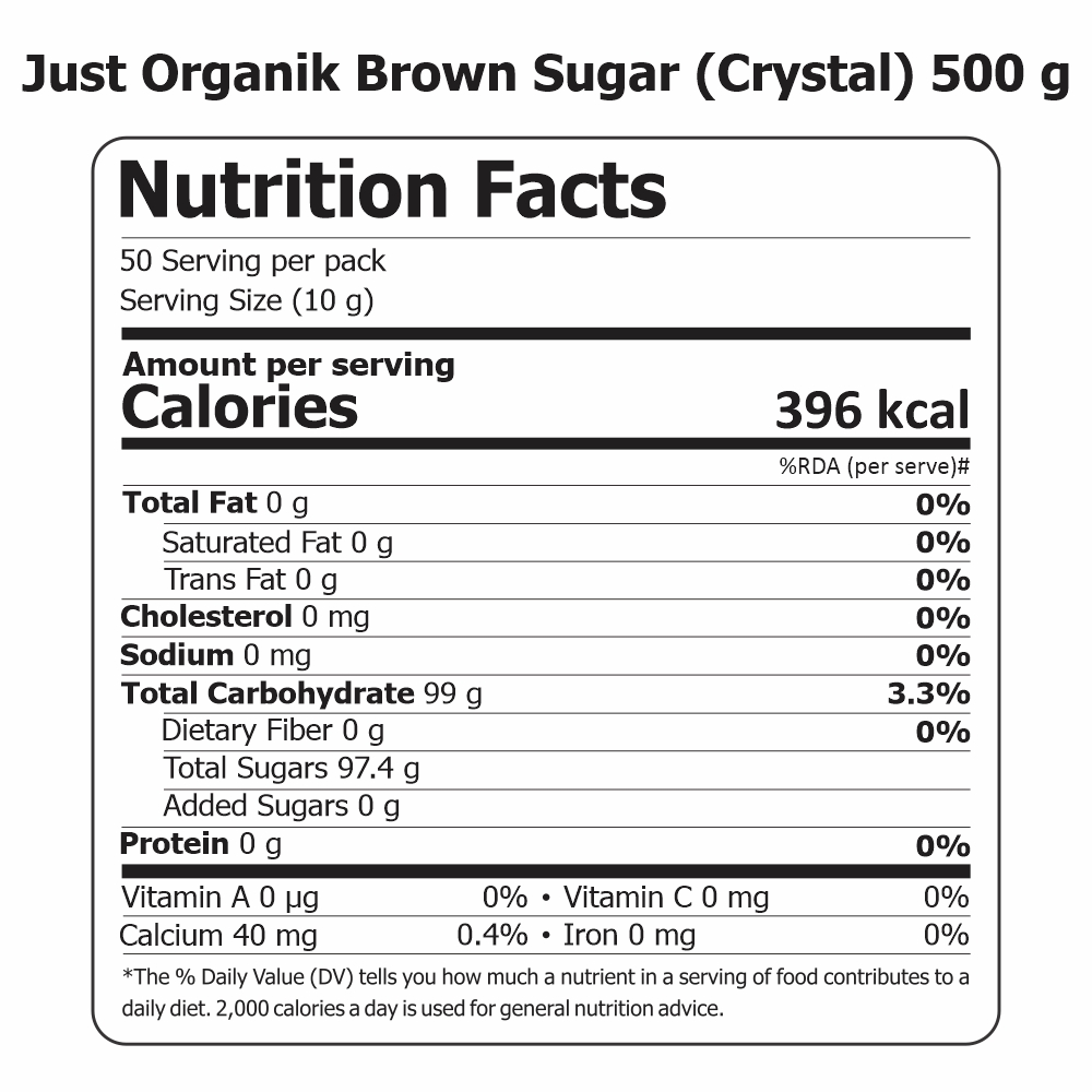 Just Organik Organic Sugar Brown Raw(Crystal) 1.5kg(pack of 3, 3x500g)